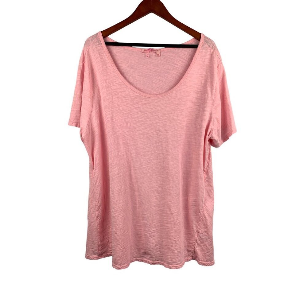 Fresh Produce Womens Pink Slub Knit T-Shirt Top 2X 100% Cotton